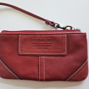 COACH Zip Wristlet Wallet - RED Leather